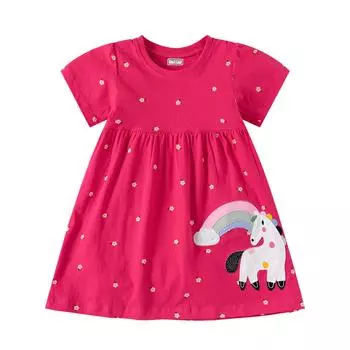 Летнее детское платье с героями мультфильмов в европейском и американском стиле, платье принцессы 2T розовый