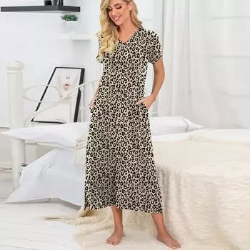 Летнее длинное модное повседневное платье большого размера с цифровым принтом S