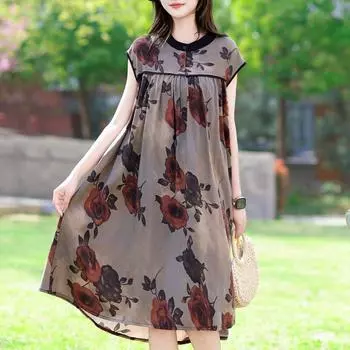 Летнее длинное платье больших размеров для женщин, элегантное свободное повседневное винтажное платье без рукавов XL