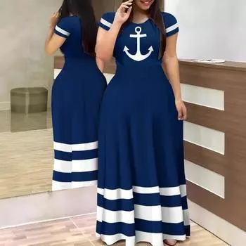 Летнее длинное платье с цифровым принтом Commuter S красный