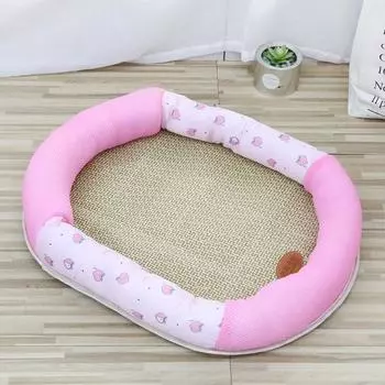 Летнее гнездо для питомца, охлаждающий коврик, коврик для сна для собаки, сборное кошачье гнездо, плетеное гнездо, гнездо для сна для щенка, овальное гнездо для собаки No. 1 40 * 30cm