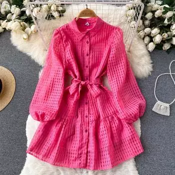 Летнее грушевидное платье с небольшим рукавом-фонариком и французским вырезом на талии, воздушное платье