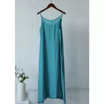 Летнее художественное базовое платье-майка с тонким жилетом женское нижнее белье Базовые женские однотонные платья длиной до середины икры M темно-синий