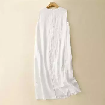 Летнее художественное ретро свободное крутое безрукавное длинное платье для женщин повседневные платья M