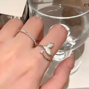 Летнее кольцо с открытыми кольцами из циркония «рыбий хвост» для женщин, нишевый дизайн, легкое, роскошное, высококачественное кольцо с элементом, кольцо на указательный палец, изысканное и уникальное