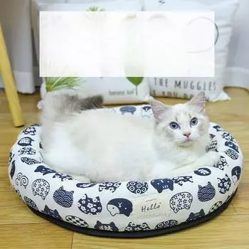 Летнее круглое кошачье гнездо, охлаждающий коврик для домашних животных, круглое гнездо для собак, охлаждающий соломенный коврик, прохладная кошачья кровать, кошачье прохладное гнездо, гнездо в японском стиле S