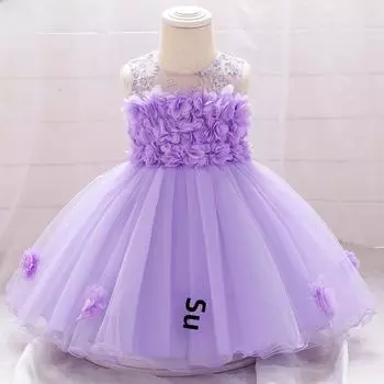 Летнее кружевное платье для девочек-цветочниц 2024 года: Европейский и американский стиль, топ-труба с юбкой из тюля 70 cm розовый/персиковый