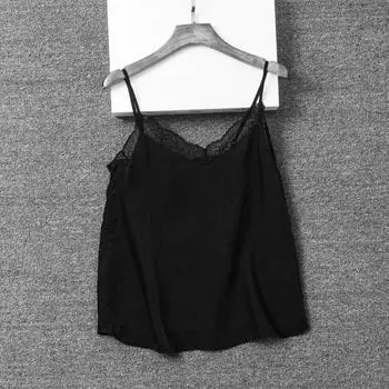 Летнее кружевное платье с V-образным вырезом, сексуальной открытой спиной, тонкое, на бретелях Black lace strap-pim 38