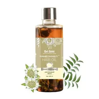 Летнее масло для волос Nat Habit Neem Bhringraj для мужчин и женщин, уменьшает перхоть, подходит для всех типов волос, консерванты и 200 мл
