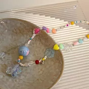 Летнее милое красочное ожерелье из бисера допамина для женщин и девочек, прозрачное ожерелье со звездой, ювелирные изделия, аксессуары, подарки