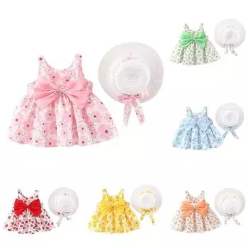 Летнее милое платье без рукавов для девочек с радужным принтом, детская юбка 100 зелёный