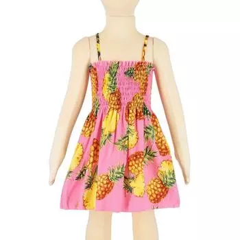 Летнее милое платье на бретельках без рукавов с принтом ананаса для маленьких девочек, повседневный детский хлопковый сарафан L/120