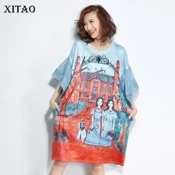 Летнее мини-платье XITAO для женщин KZH432 One Size