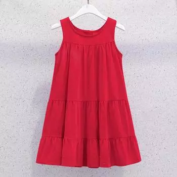 Летнее модное платье-майка для девочек - свежая, стильная юбка принцессы 130 cm фиолетовый/розовый