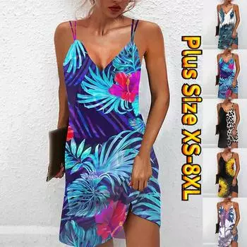 Летнее модное платье с v-образным вырезом, женское платье с короткими рукавами и принтом, зеленое платье с градиентом и перьями, свободное повседневное платье для женщин XS чёрный