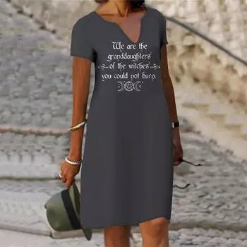 Летнее модное платье с V-образным вырезом, женское, с коротким рукавом, модное, английское, принтованное, свободное, повседневное платье для женщин XS синий