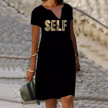 Летнее модное платье с v-образным вырезом, женское элегантное платье с коротким рукавом с английским принтом, свободное повседневное платье для женщин XS белый