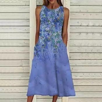 Летнее модное сексуальное платье без рукавов, мягкое повседневное платье с 3D дрожащим принтом, платье на бретельках без рукавов, летнее платье на подтяжках 7XL чёрный