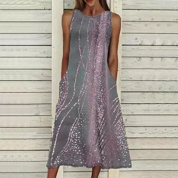 Летнее модное сексуальное платье без рукавов, мягкое повседневное платье с 3D принтом и ромбовидным узором, платье на бретельках без рукавов, летнее платье на подтяжках 7XL чёрный