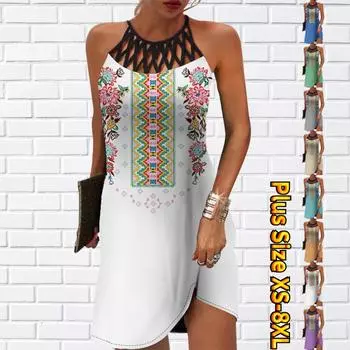 Летнее модное сексуальное платье без рукавов, мягкое повседневное платье с 3D симметричным цветочным принтом, платье на бретельках без рукавов, летнее платье на подтяжках XS синий