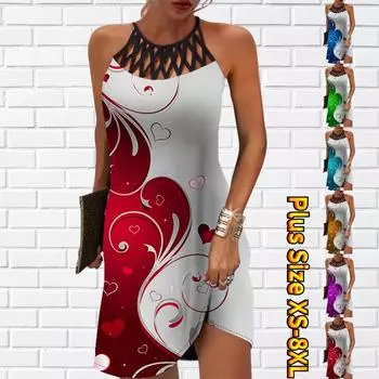 Летнее модное сексуальное платье без рукавов, мягкое повседневное платье с 3D красным узором и принтом, платье на бретельках без рукавов, летнее платье на подтяжках XS синий