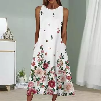 Летнее модное сексуальное платье без рукавов, мягкое повседневное платье с принтом 3D и красочными падающими цветами, платье без рукавов на бретельках XS красный