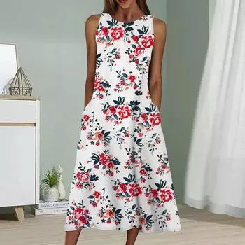 Летнее модное сексуальное платье без рукавов, мягкое повседневное платье с принтом розовых роз 3D, платье без рукавов на бретельках XS зелёный