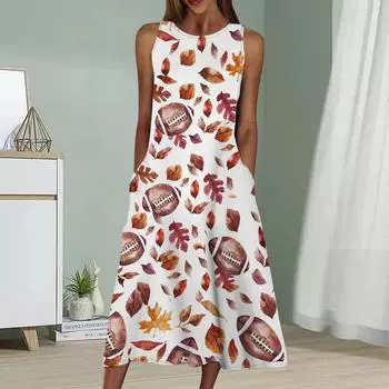 Летнее модное сексуальное платье без рукавов Мягкое повседневное платье с принтом увядших листьев 3D Платье без рукавов на бретельках XS белый