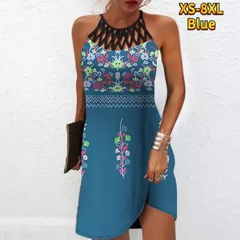 Летнее модное сексуальное платье без рукавов, мягкое повседневное платье с 3D симметричным цветочным принтом, платье на бретельках без рукавов, летнее платье на подтяжках XS оранжевый