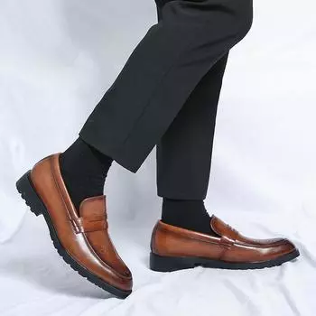 Летнее мужское деловое платье, мягкая кожа, цветочный узор, повседневные мужские туфли в британском стиле с острыми носами и мягкой подошвой 39