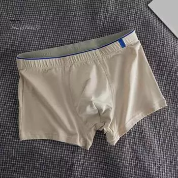 Летнее нижнее белье-боксеры с эластичной резинкой на талии и широким поясом, шорты, трусики в полоску с принтом, U-выпуклые дышащие шорты, трусы M синий
