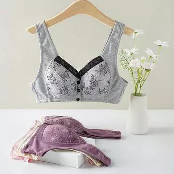 Летнее нижнее белье, женский бюстгальтер из хлопка, хлопковый жилет для пожилых людей, нижнее белье для мам, бюстгальтер большого размера, тонкий 85 серый