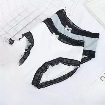 Летнее нижнее белье женское кружевное нижнее белье с бантом средняя талия трусы из чистого хлопка треугольные трусики с промежностью M