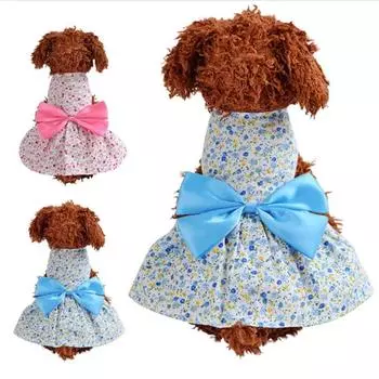 Летнее Нижнее платье-рубашка для домашних собак и щенков, рубашка, платье с галстуком-бабочкой для кошек S синий