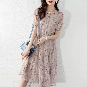 Летнее новое французское ретро нежное сказочное литературное богиня платье средней длины с рукавами-фонариками S