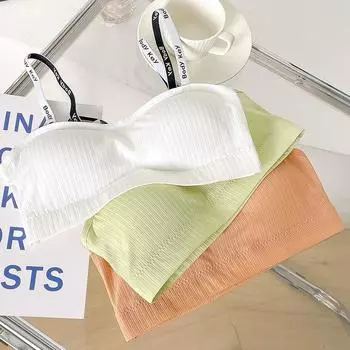 Летнее новое красивое нижнее белье для девочек, бесшовное, облегающее грудь, для студентов, с подтяжками, маленький жилет, без стальных колец, бюстгальтер One size fits all белый