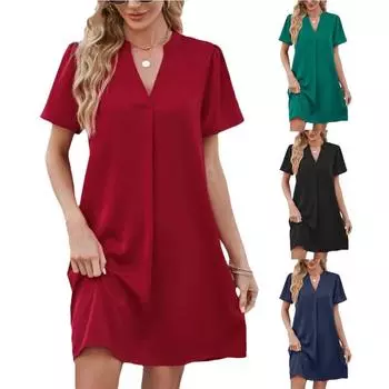 Летнее новое модное сексуальное платье с v-образным вырезом, атласное офисное повседневное свободное платье S-2XL L королевский синий