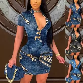 Летнее новое модное женское платье с коротким рукавом и винтажным принтом, повседневное платье с V-образным вырезом, свободное летнее платье с принтом на молнии больших размеров XXXXXL чёрный