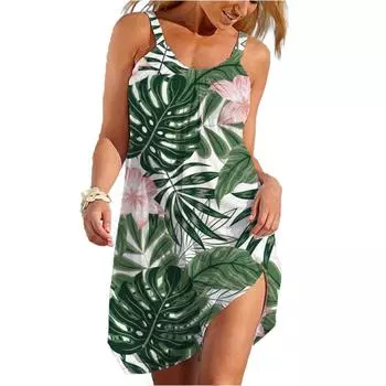 Летнее новое пляжное платье с 3D-принтом, сексуальное повседневное свободное платье S