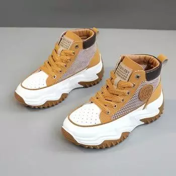Летнее новое поступление, модная повседневная обувь с высоким верхом для женщин, сетчатые дышащие женские кроссовки на платформе Zapatillas De Mujer 35 хаки