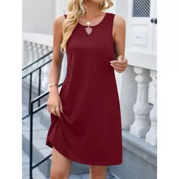 Летнее новое женское однотонное платье без рукавов с жилетом и карманом S