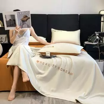 Летнее одеяло, чистый цвет, мытый шелк, летнее одеяло с кондиционером, летнее прохладное одеяло, можно стирать в машине 150x200 1pcs