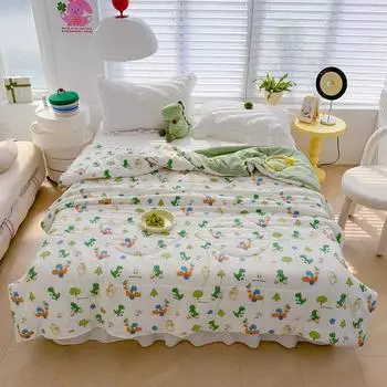Летнее одеяло с изображением динозавра, стеганое одеяло с кондиционером для детей и подростков, приятное для кожи, дышащее, тонкое, можно стирать 150x200cm 1Pc