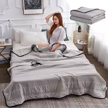 Летнее одеяло с кондиционером, однотонное, машинная стирка, прямоугольное легкое ночное одеяло для 2 человек, охлаждающее одеяло, спальное одеяло XL серый