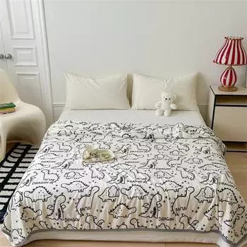 Летнее одеяло с рисунком динозавров для детей, мальчиков и девочек, стеганое одеяло с кондиционером, приятное для кожи, дышащее, тонкое домашнее одеяло 110x150cm 1pc