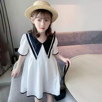 Летнее однотонное платье для девочек, платье принцессы, дизайн контрастного цвета 11