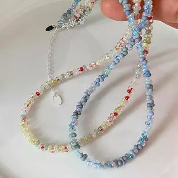 Летнее ожерелье из бисера с маленьким цветком Dopamine Color, женское нишевое дизайнерское чувство, модная универсальная цепочка на шею, цепочка на ключицу
