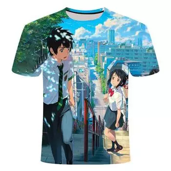 Летнее платье 2024 года, новая детская короткая футболка с принтом в стиле аниме на 3D для молодежи, мужчин и женщин, модное классное платье XS