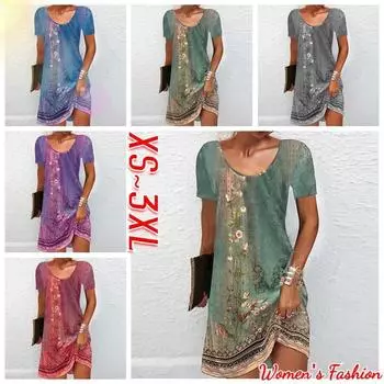 Летнее платье 2024. Женское повседневное и удобное платье с принтом. S зелёный