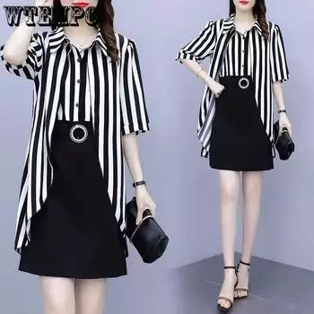 Летнее платье больших размеров из искусственного шифона со свободным животом, тонкое платье M